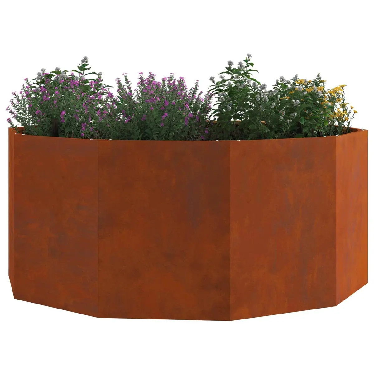 Round Garden Planter Brown 120cm Steel Weather Resistant