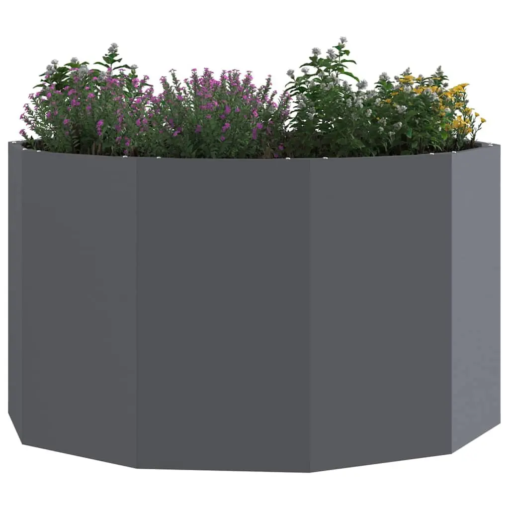 Round Steel Garden Planter Anthracite 90x90x50cm Outdoor