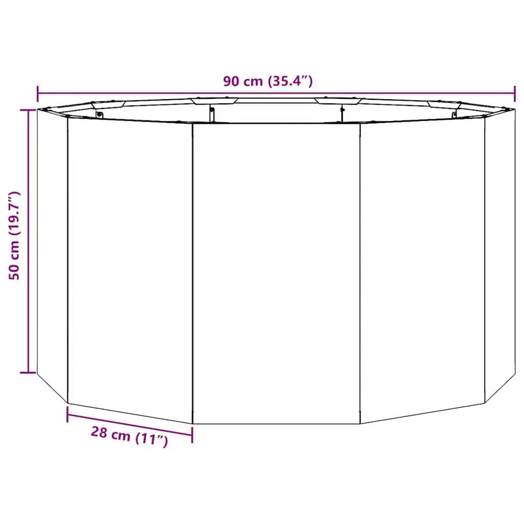 Round Steel Garden Planter Anthracite 90x90x50cm Outdoor