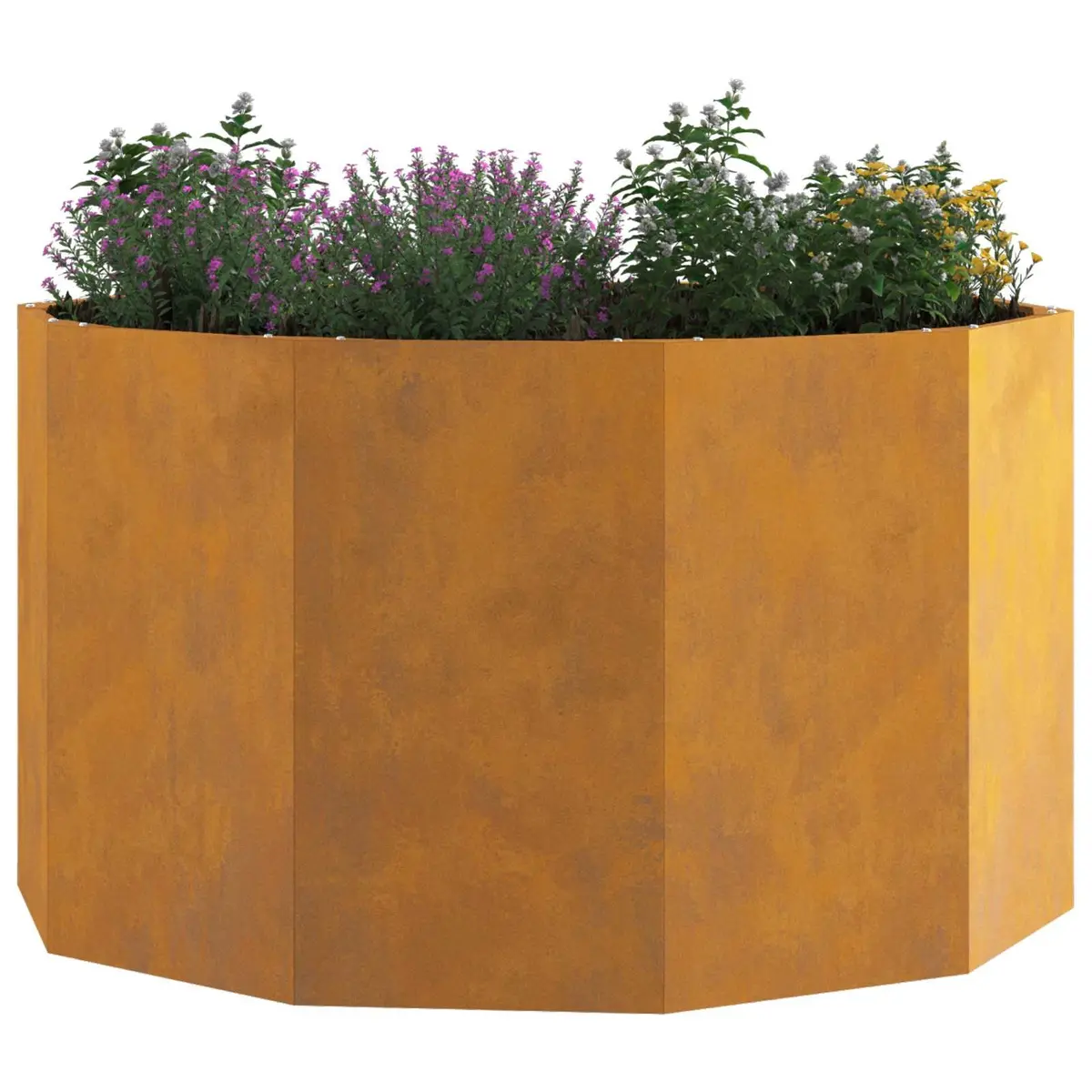 Round Garden Planter Steel Outdoor Patio Terrace Weathering Rust Brown