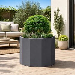 Round Steel Outdoor Planter 60x60x50cm - Black