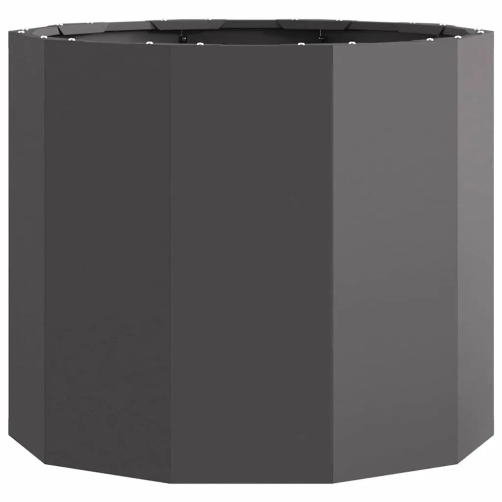 Round Steel Planter Black 60x60x50cm Outdoor Durable Container