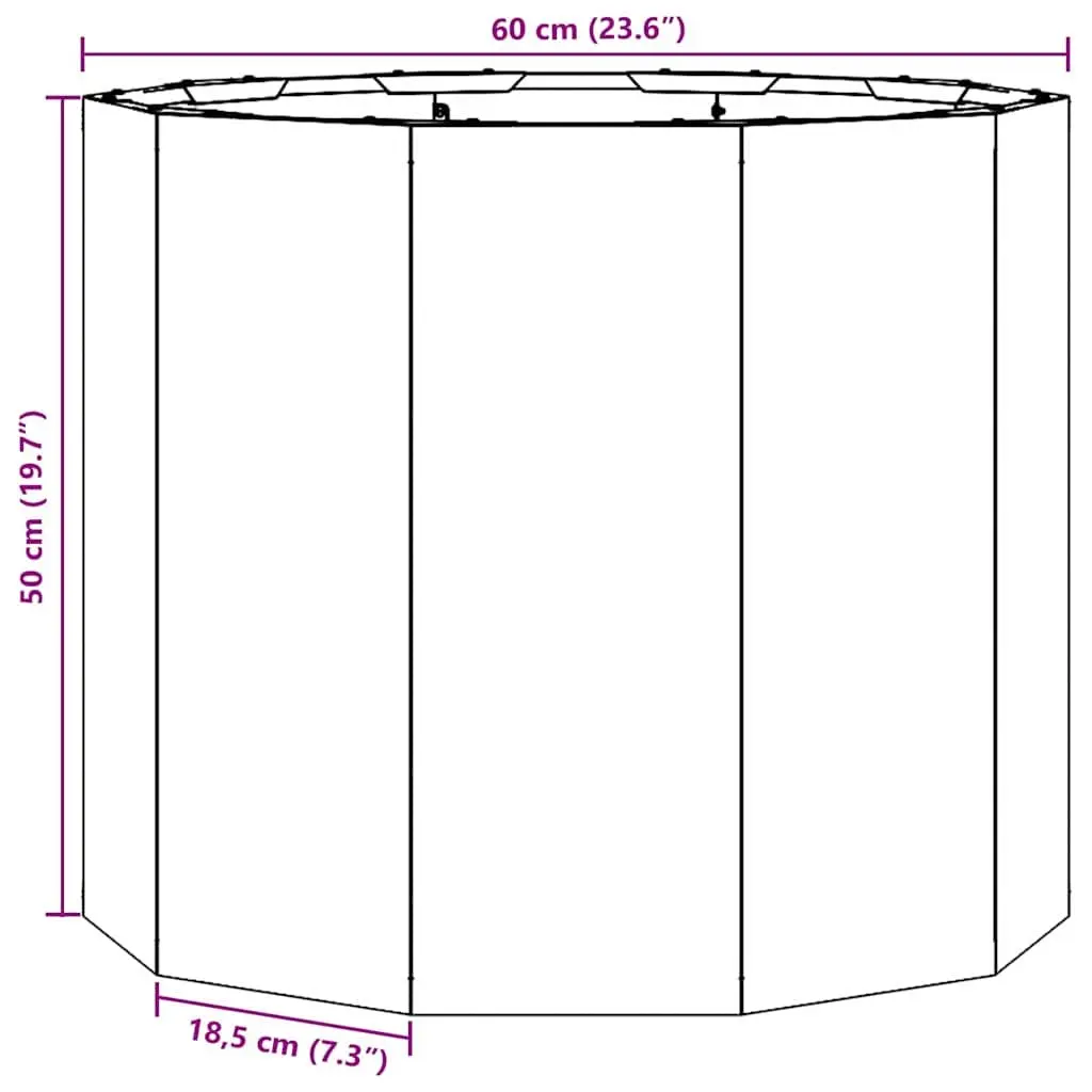 Round Garden Planter Anthracite 60x60x50cm Steel Outdoor Pots