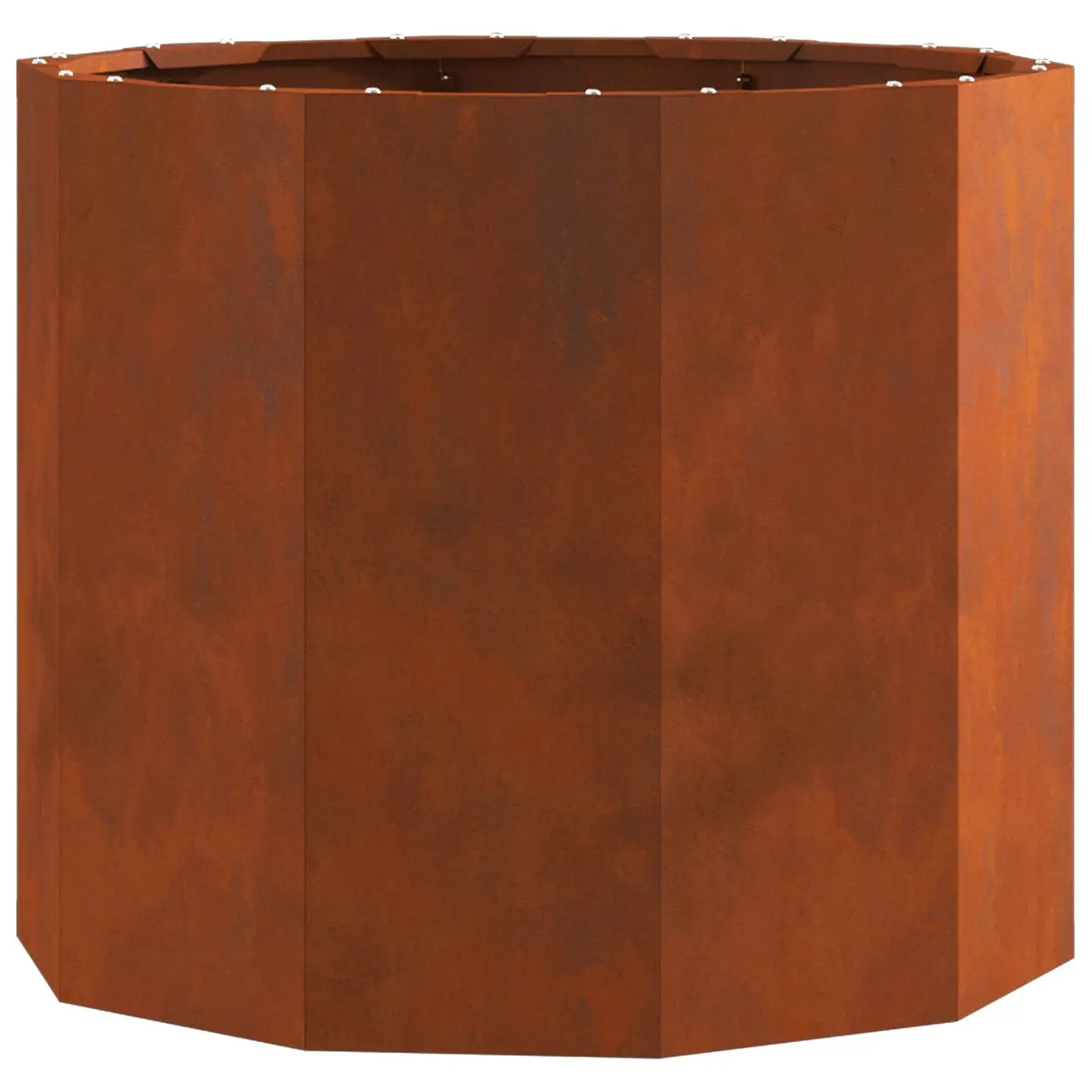 Round Garden Planter Steel Outdoor Patio Terrace Weathered 60x60x50cm