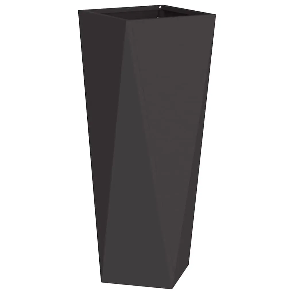 Steel Garden Planter Box Tall Outdoor Flower Pot 30x30x75cm Black Rectangle