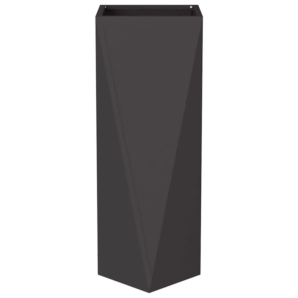 Steel Garden Planter Box Tall Outdoor Flower Pot 30x30x75cm Black Rectangle