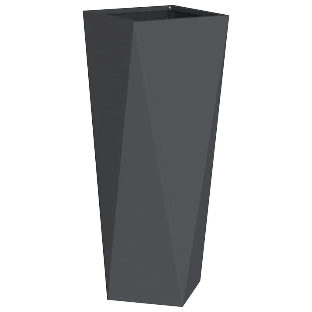 Steel Garden Planter Set Anthracite 30 x 30 x 75 cm Weather Resistant Decorative Planters