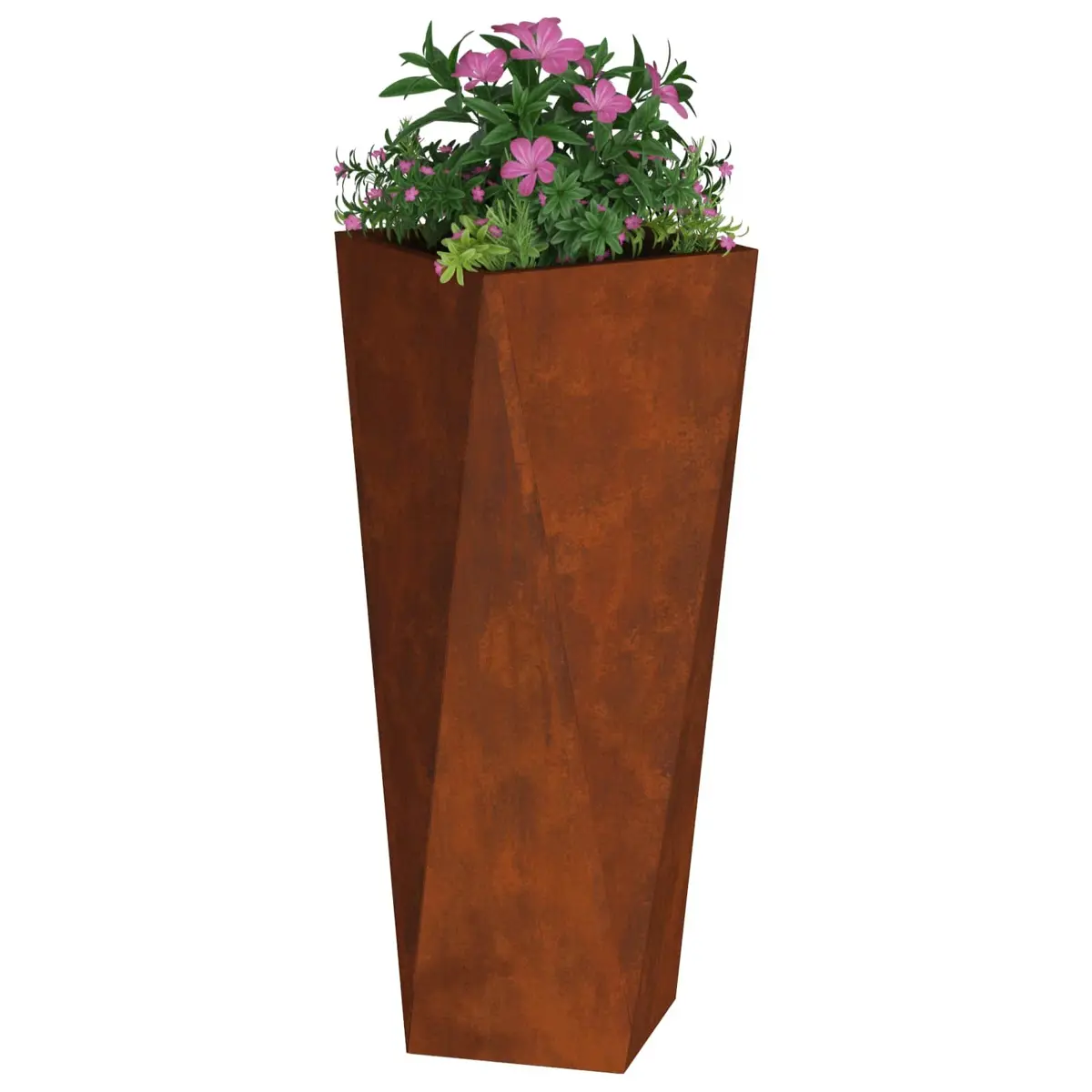Planter Brown 30x30x75cm Weathering Steel Rectangular Box for Outdoor Garden