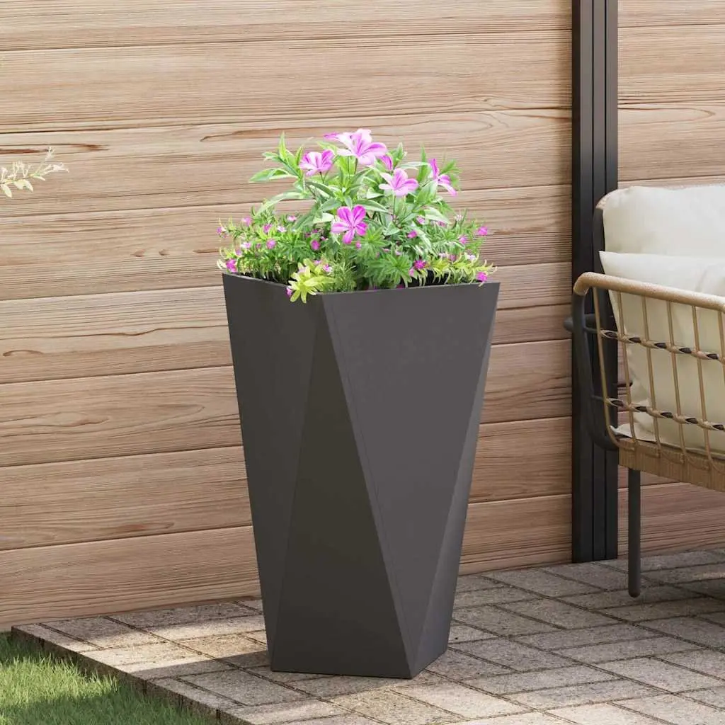 Steel Planter Black 40 x 40 x 75 cm Outdoor Garden Pot Box Decorative 2 Piece