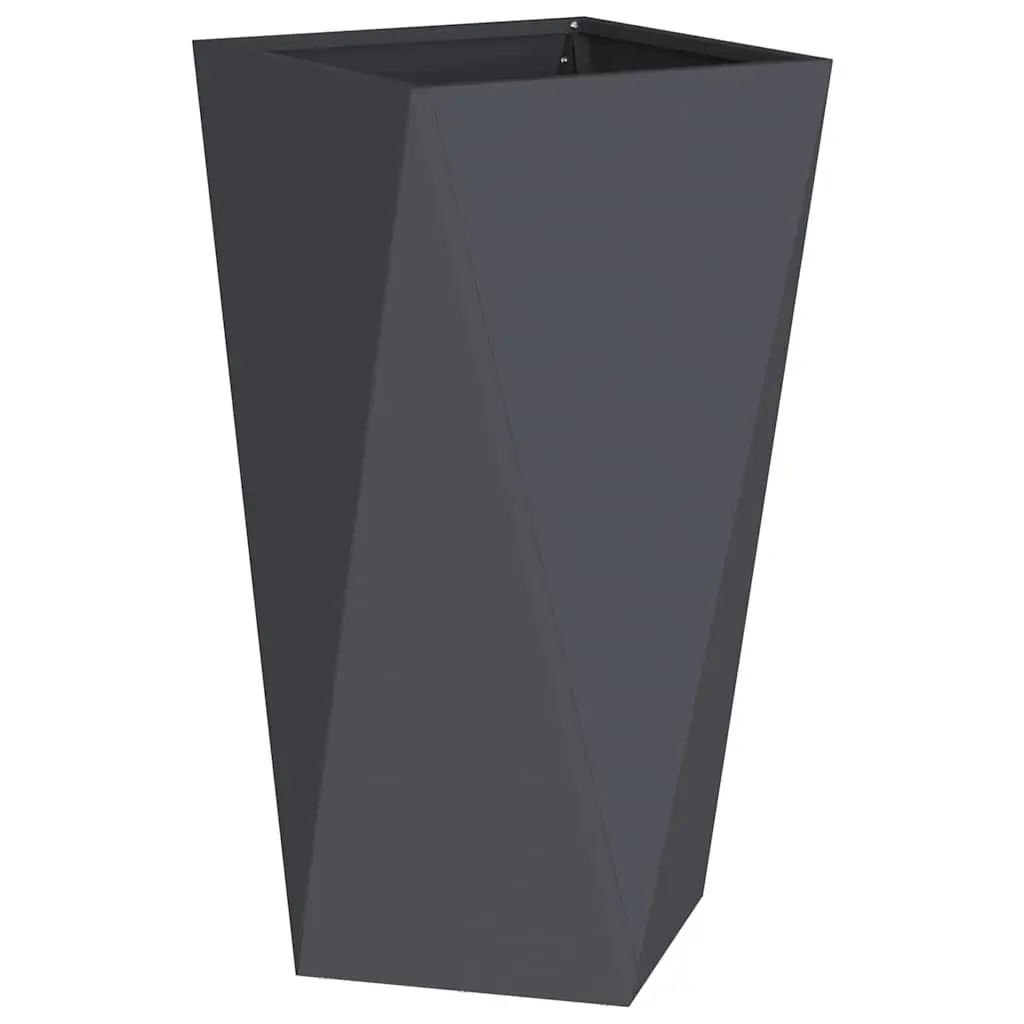 Steel Garden Planter Box Anthracite 40x40x75cm Outdoor Rectangular Pot Terrace