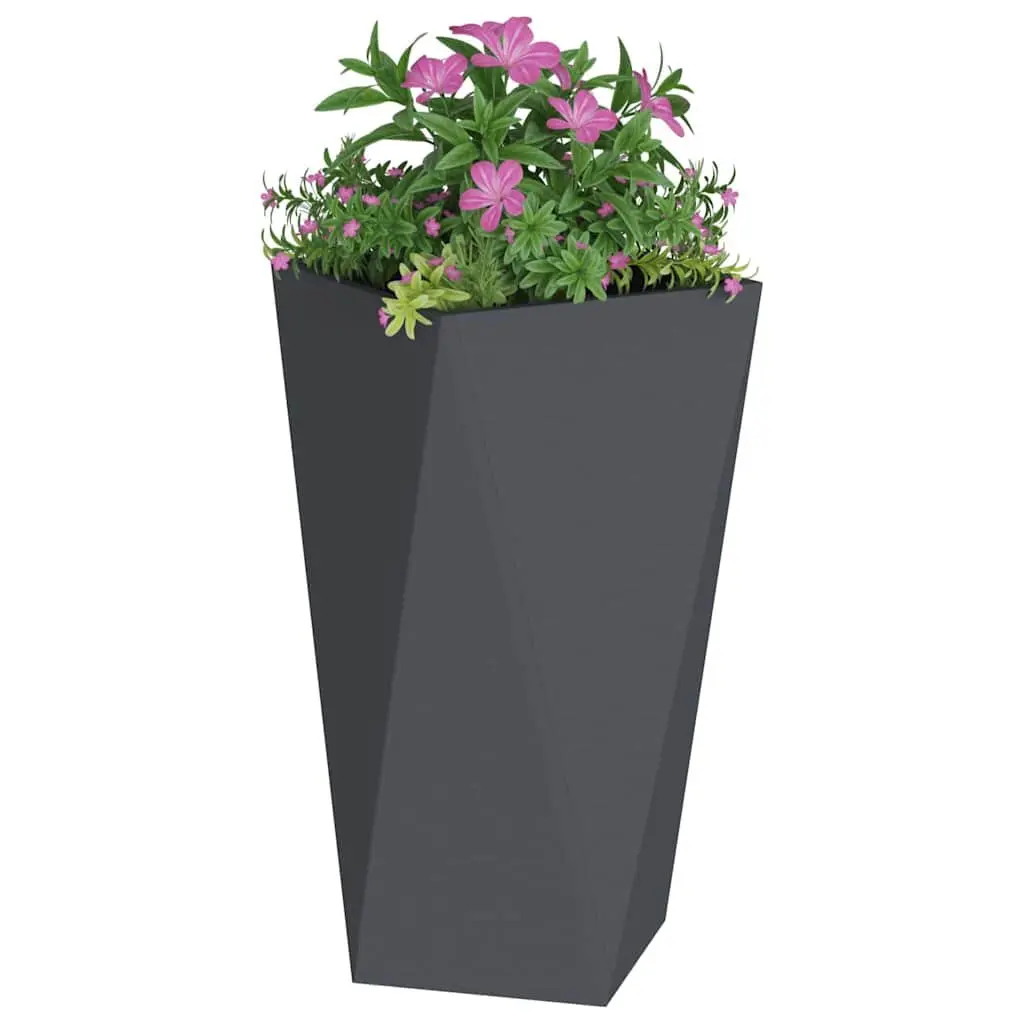 Steel Garden Planter Box Anthracite 40x40x75cm Outdoor Rectangular Pot Terrace