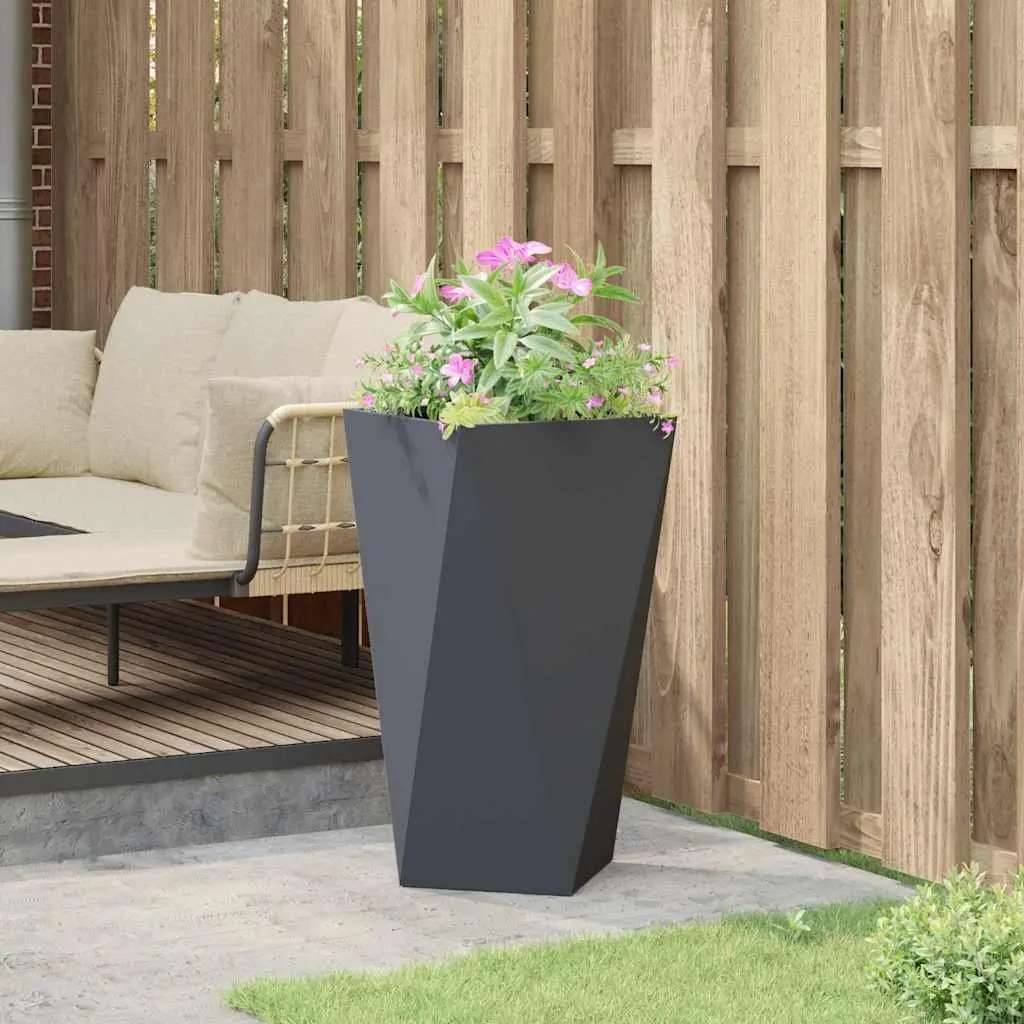 Steel Garden Planter Box Anthracite 40x40x75cm Outdoor Rectangular Pot Terrace