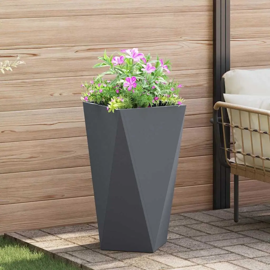 Steel Garden Planter Anthracite 40x40x75cm Set of 2 Rectangular Outdoor Pot Box
