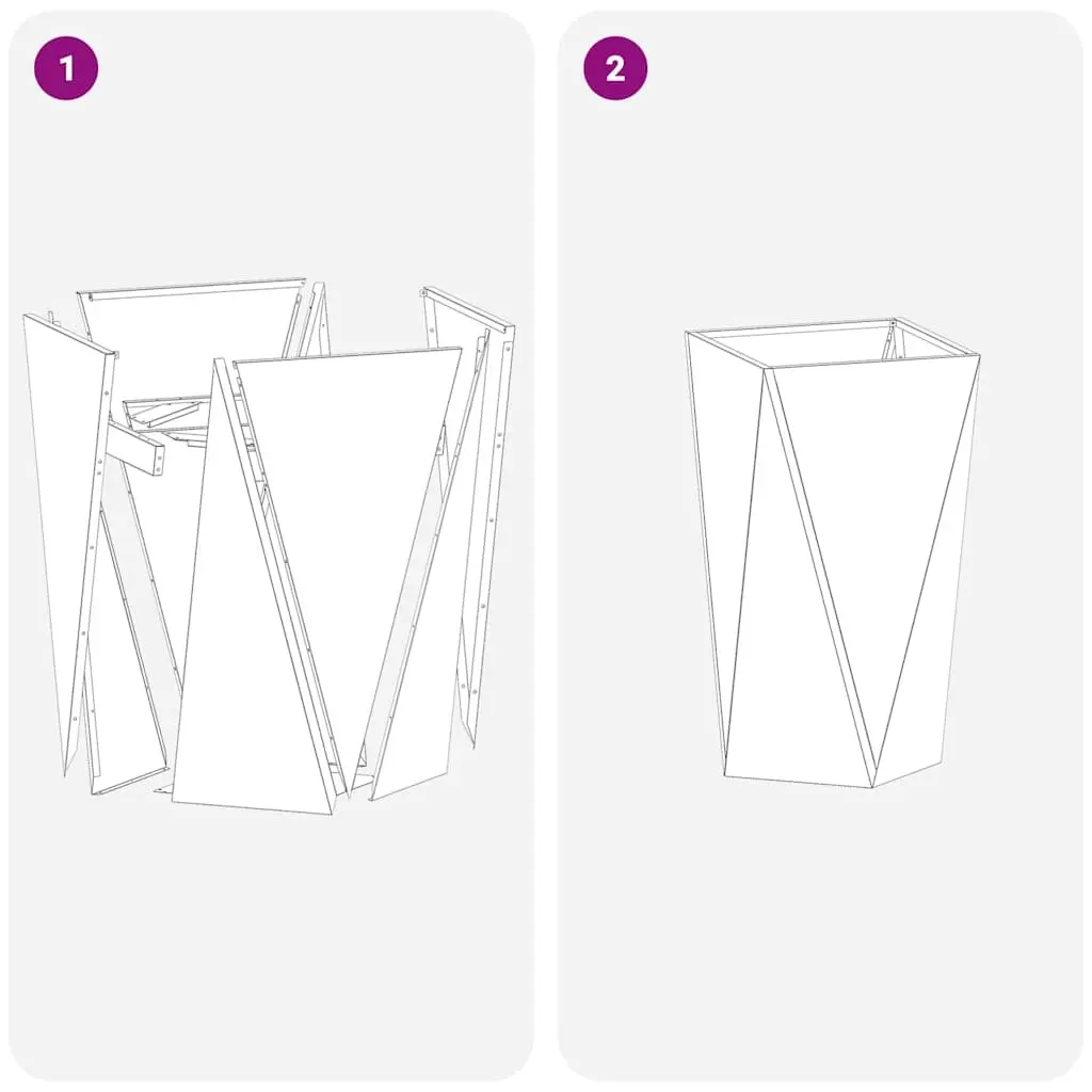 Steel Garden Planter Anthracite 40x40x75cm Set of 2 Rectangular Outdoor Pot Box