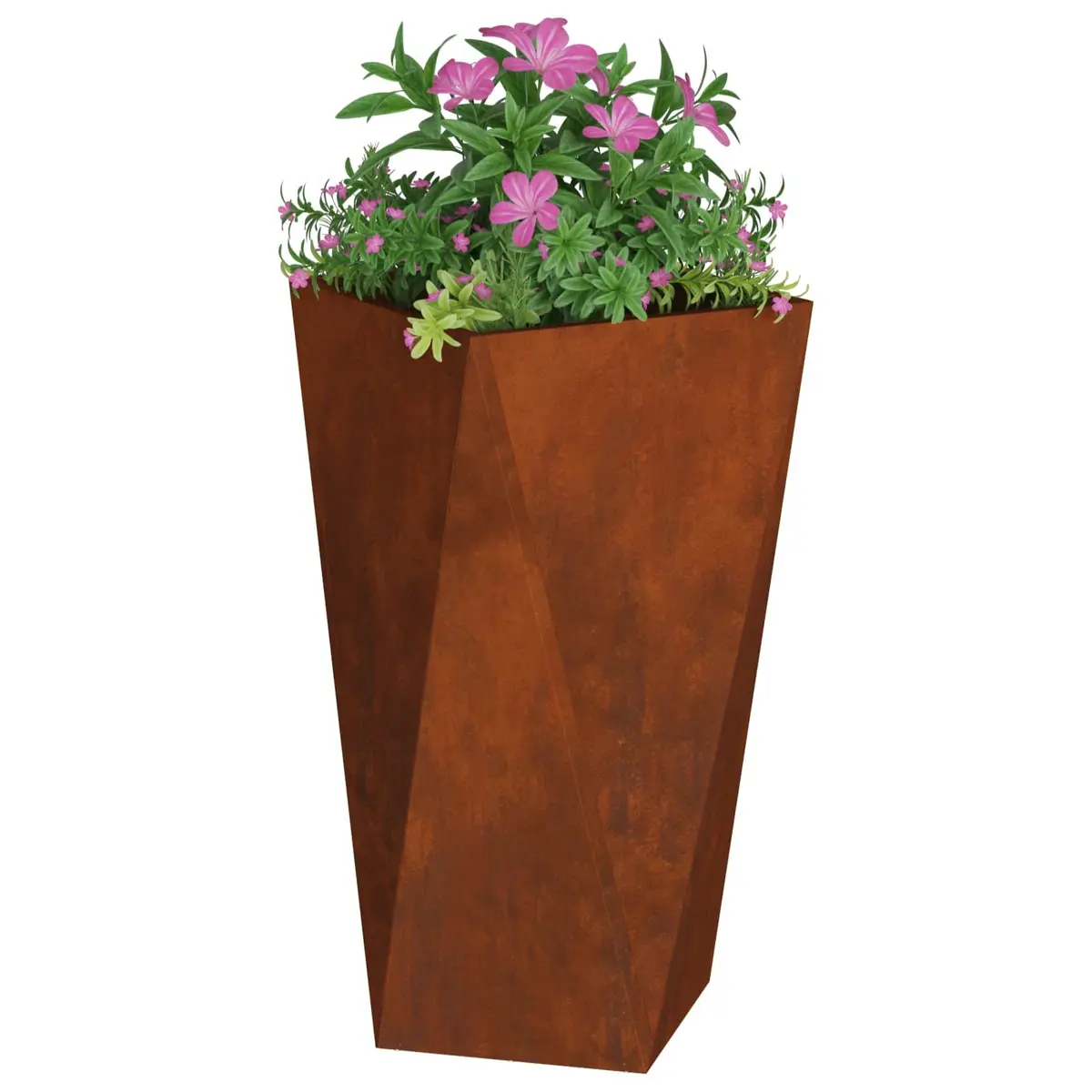 Garden Planter Box Brown Rectangular 40x40x75cm Steel Construction Weather Resistant