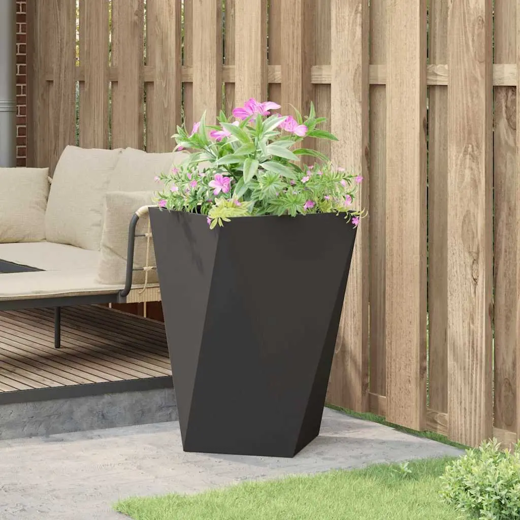 Steel Garden Planter Box Black 50x50x75cm Outdoor Raised Flower Pot