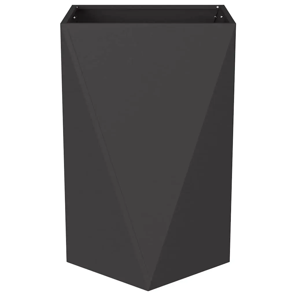 Steel Garden Planter Box Black 50x50x75cm Outdoor Raised Flower Pot