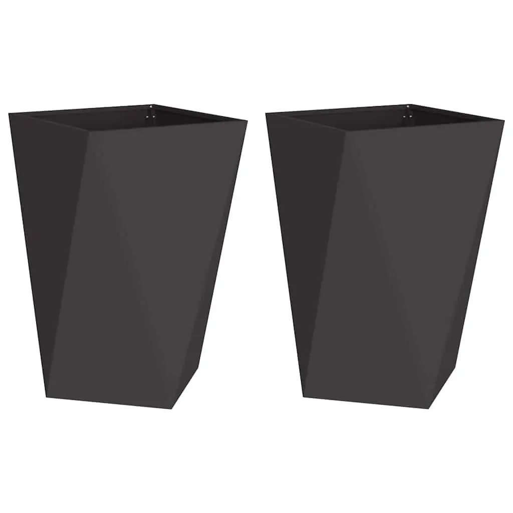 Steel Planter Box Black 50x50x75cm Outdoor Garden Pot Corrugated Sides