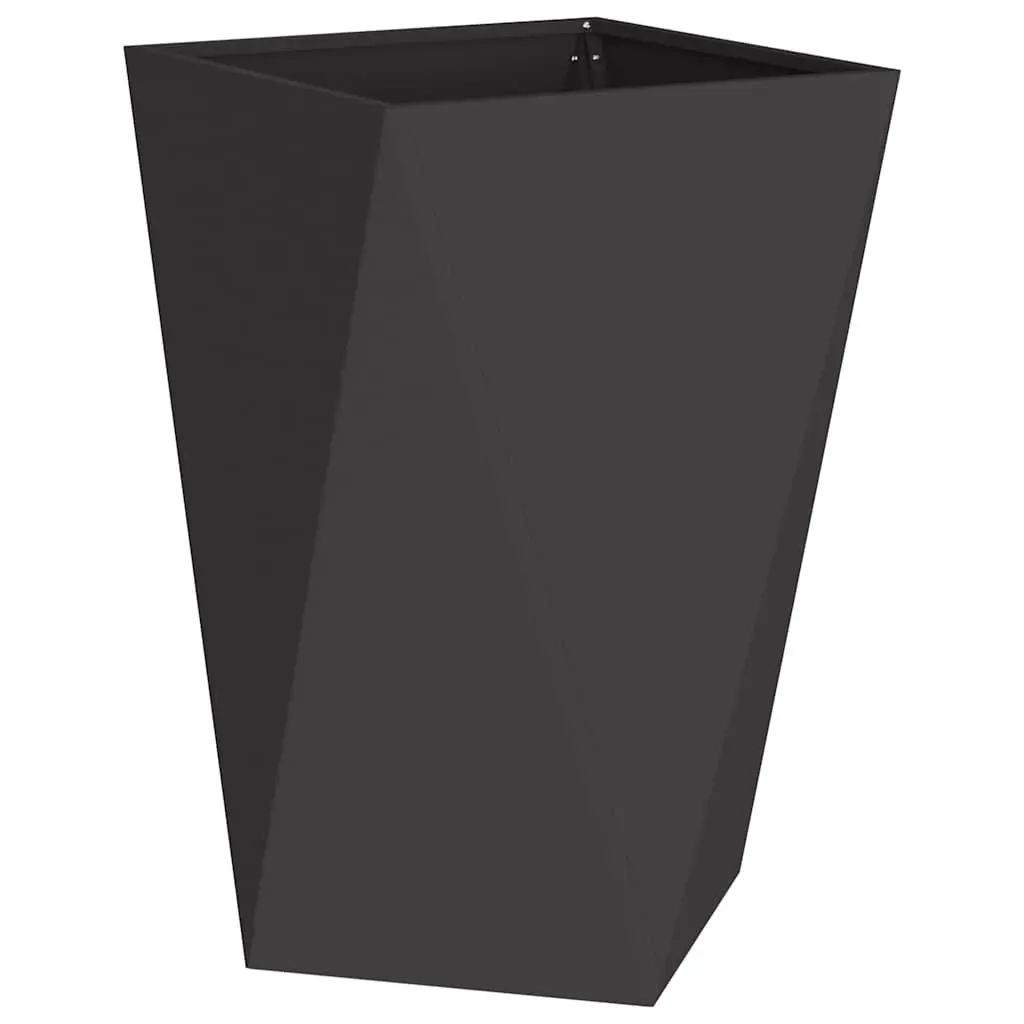 Steel Planter Box Black 50x50x75cm Outdoor Garden Pot Corrugated Sides