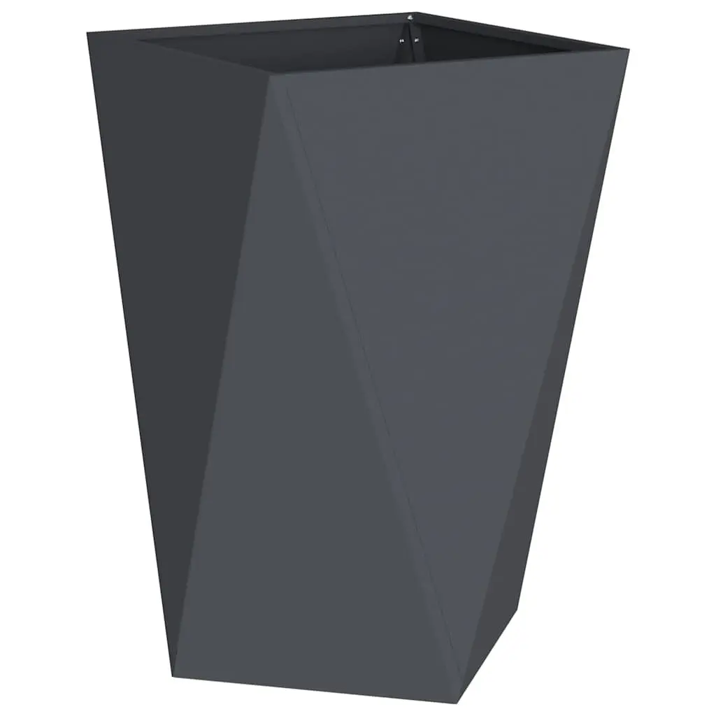 Steel Garden Planter Anthracite 50 x 50 x 75 cm Sturdy Outdoor Plant Pot Box 2 Piece