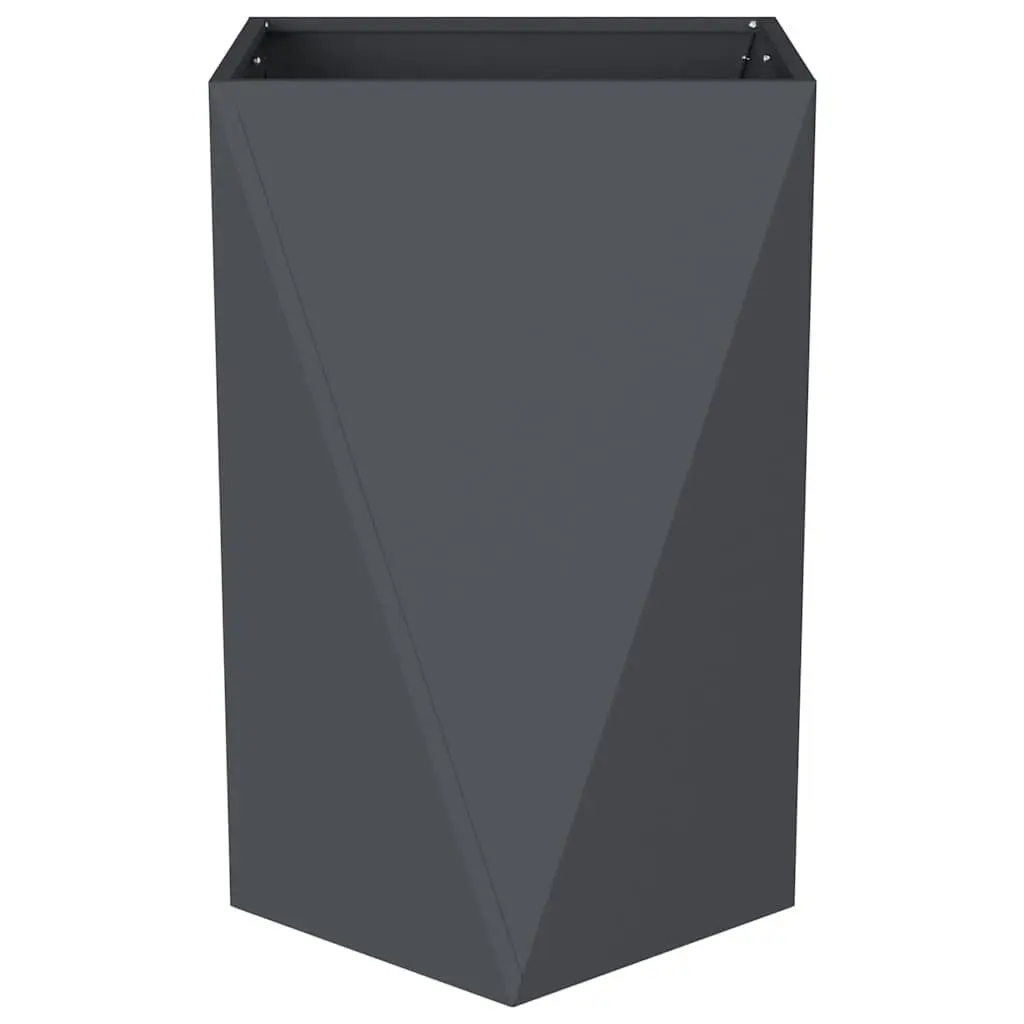 Steel Garden Planter Anthracite 50 x 50 x 75 cm Sturdy Outdoor Plant Pot Box 2 Piece