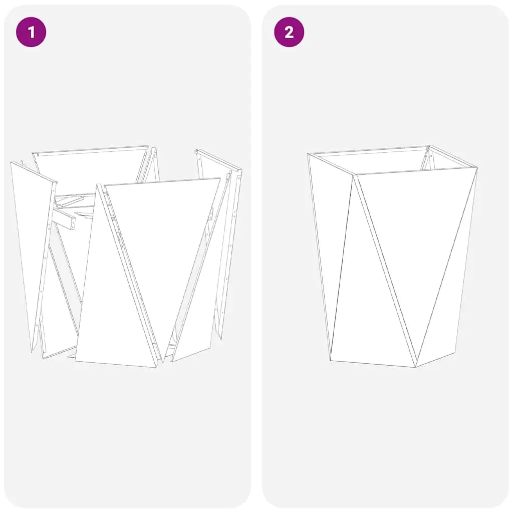 Steel Garden Planter Anthracite 50 x 50 x 75 cm Sturdy Outdoor Plant Pot Box 2 Piece