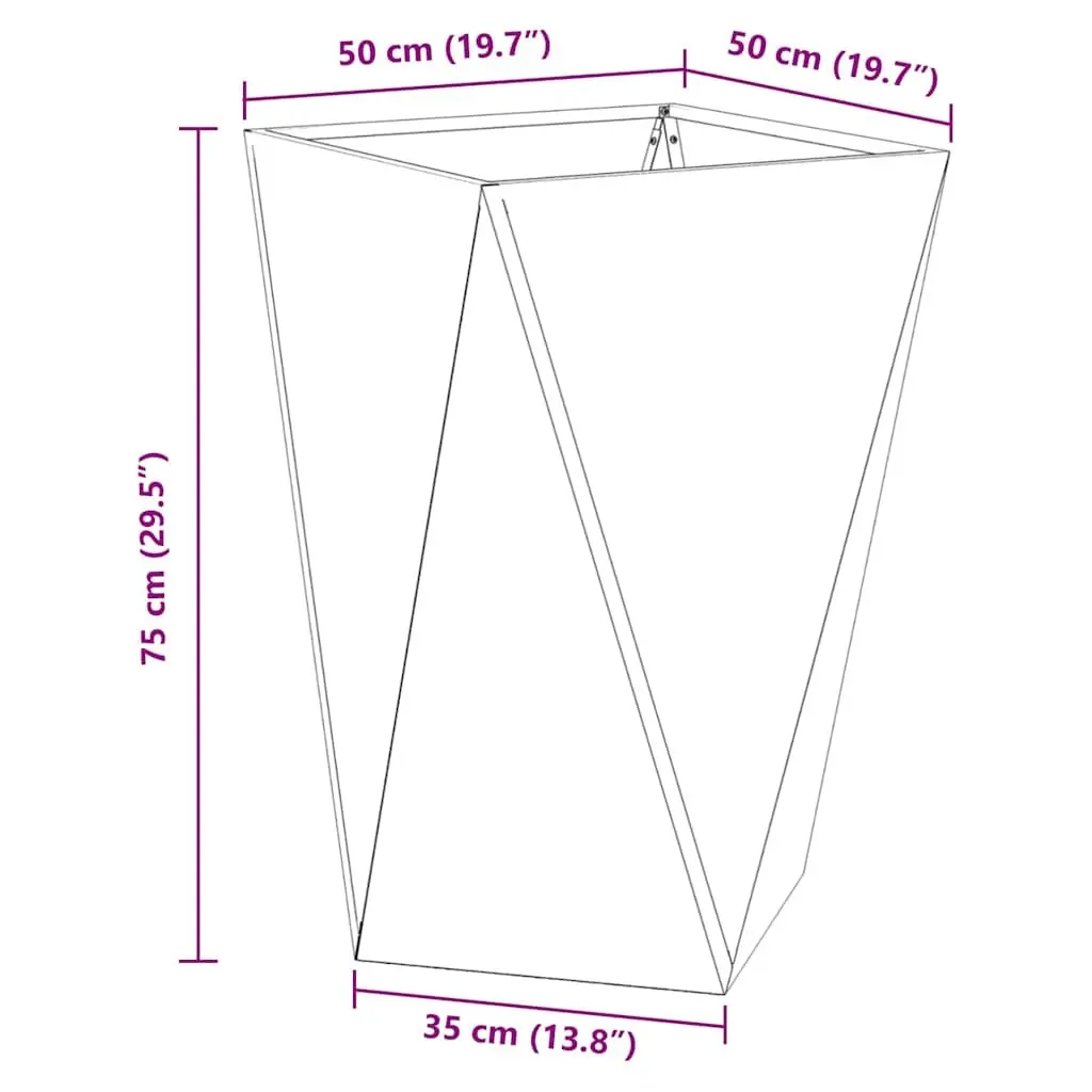 Steel Garden Planter Anthracite 50 x 50 x 75 cm Sturdy Outdoor Plant Pot Box 2 Piece