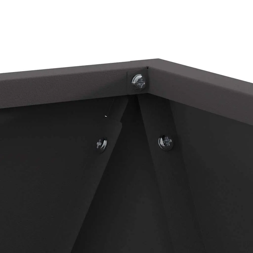 Steel Planter Box 30x30x30cm Black Outdoor Garden Pot Corrugated Design Set of 2