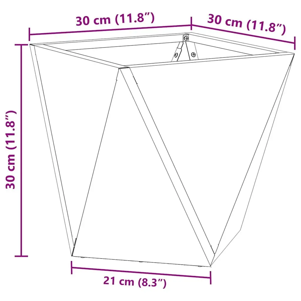 Garden Planter Box Brown 30x30x30cm Steel Weathered Decorative