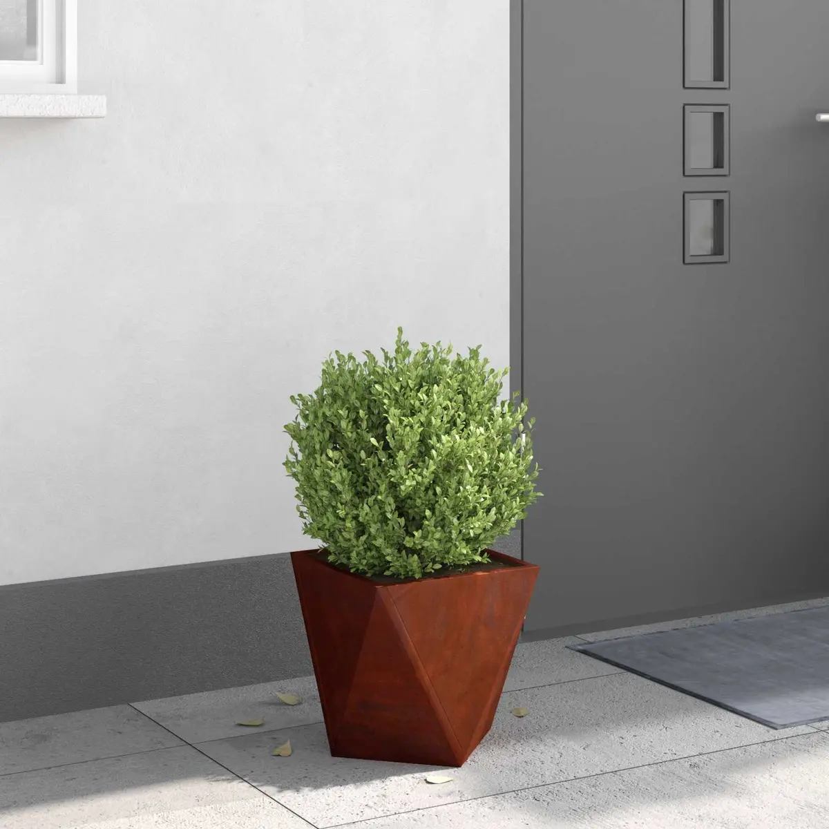 Garden Planter Box Brown 30x30x30cm Steel Weathered Decorative