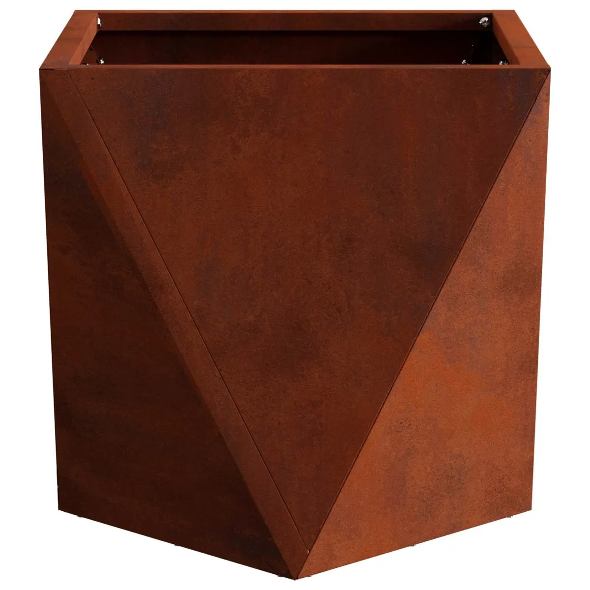 Garden Planter Brown Steel 30x30x30cm Set of 2 Outdoor Weathering Decorative Box