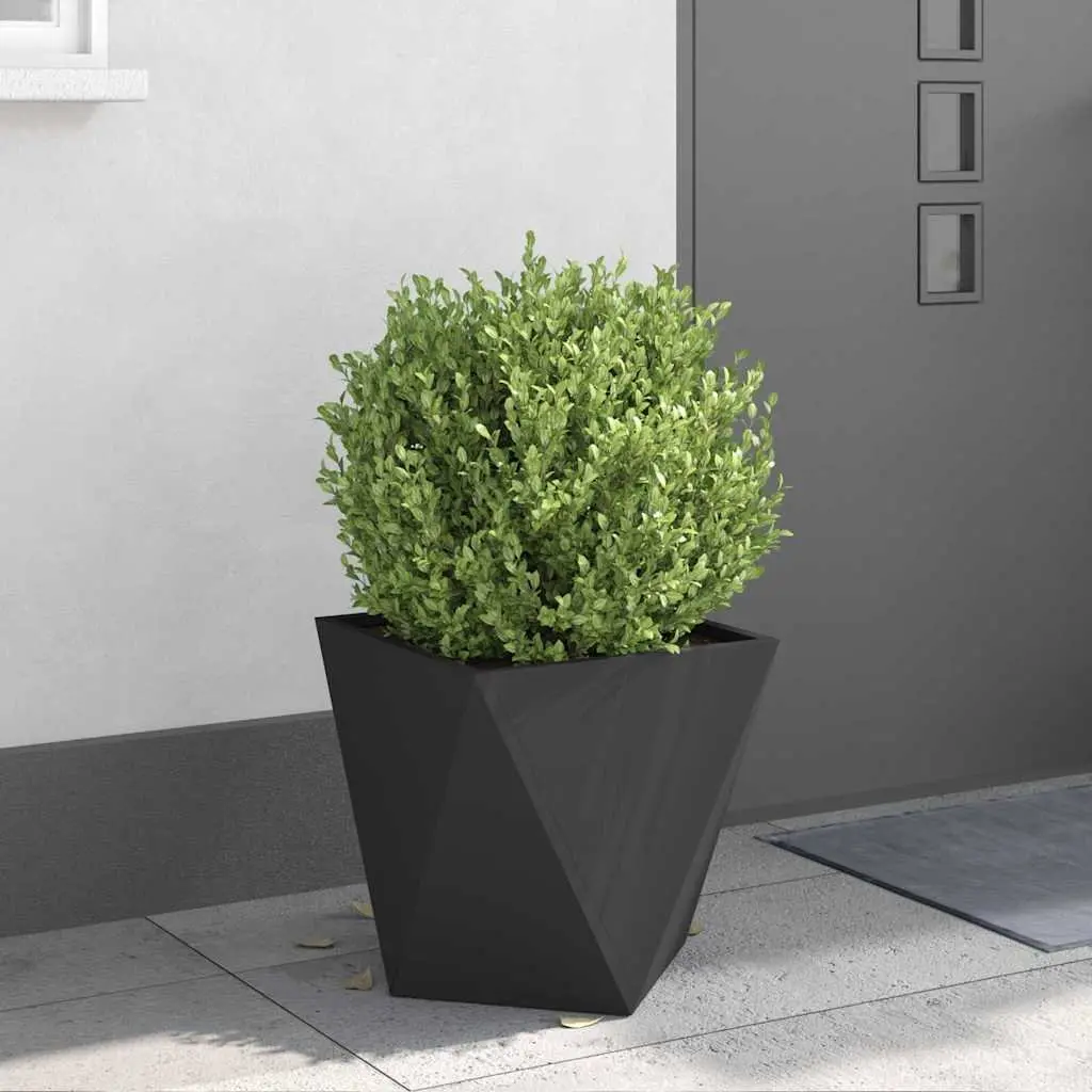 Steel Garden Planter Box 40x40x40cm Black Outdoor Patio Decorative Plant