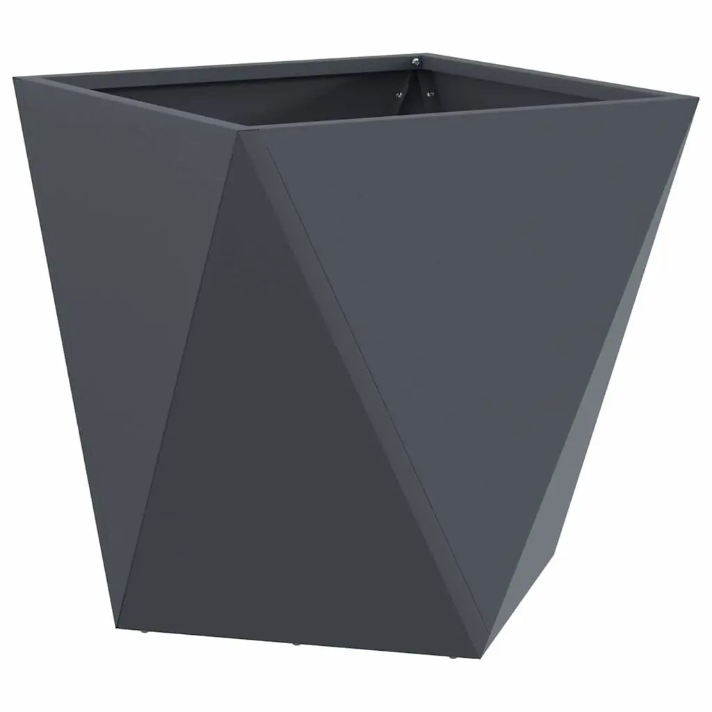 Steel Garden Planter Box Anthracite 40x40x40cm Outdoor Corrugated Flower Pot