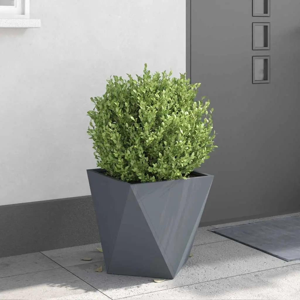 Steel Garden Planter Box Anthracite 40x40x40cm Outdoor Corrugated Flower Pot