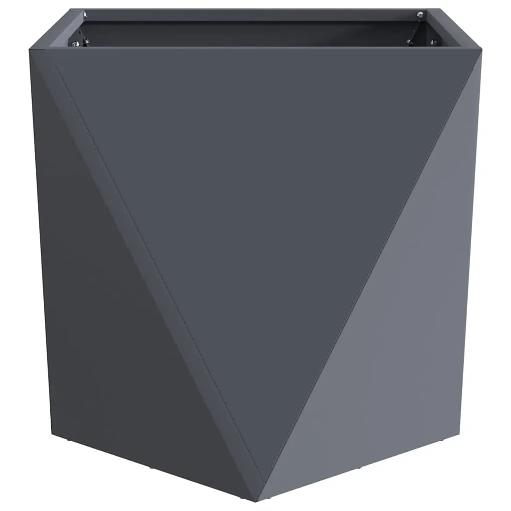Steel Garden Planter Box Anthracite 40x40x40cm Outdoor Corrugated Flower Pot