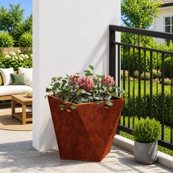 Steel Garden Planter Box 40x40x40cm Outdoor Weathering Rusty Brown Corrugated