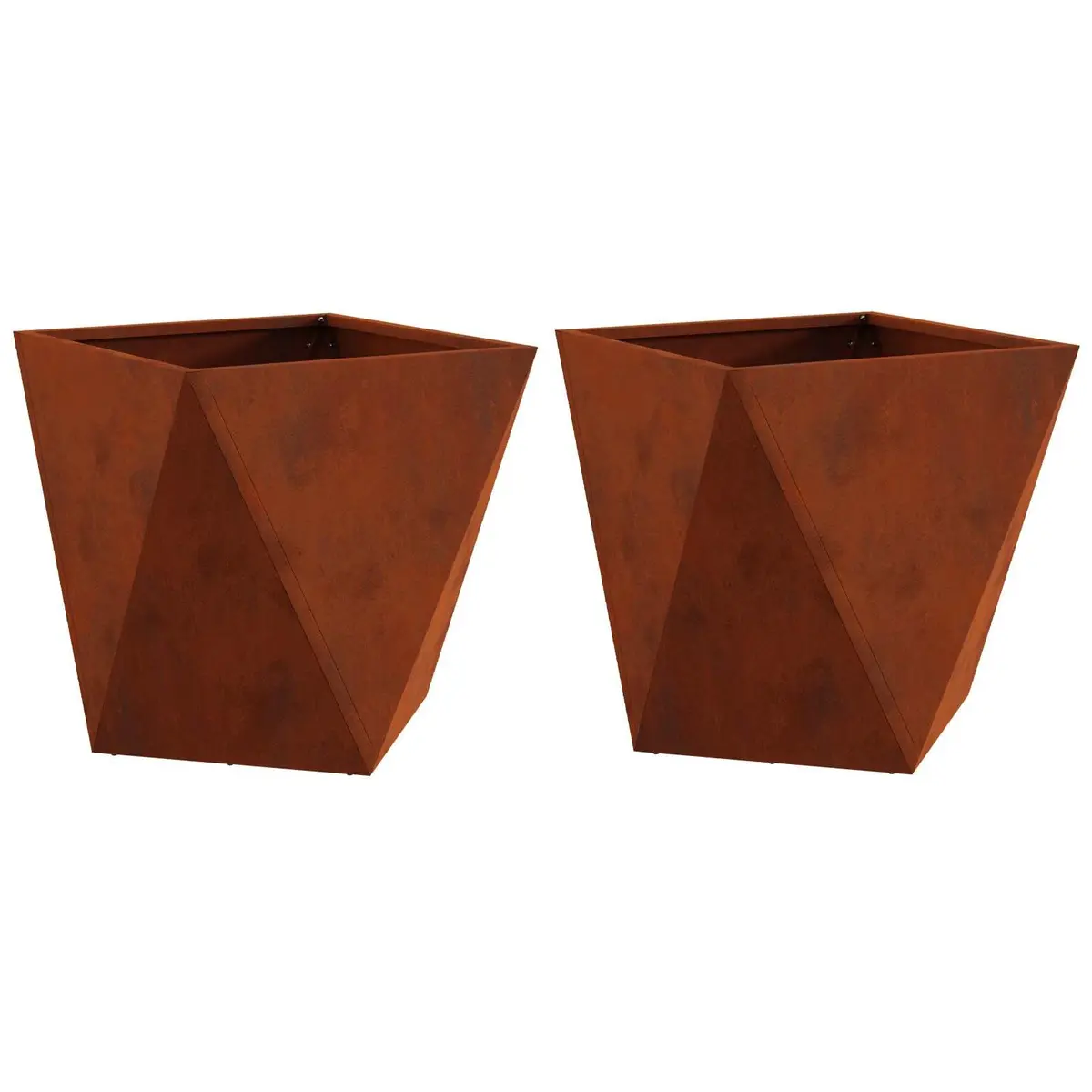 Garden Planter Brown Steel 40x40x40 cm Durable Outdoor Pot Set of 2