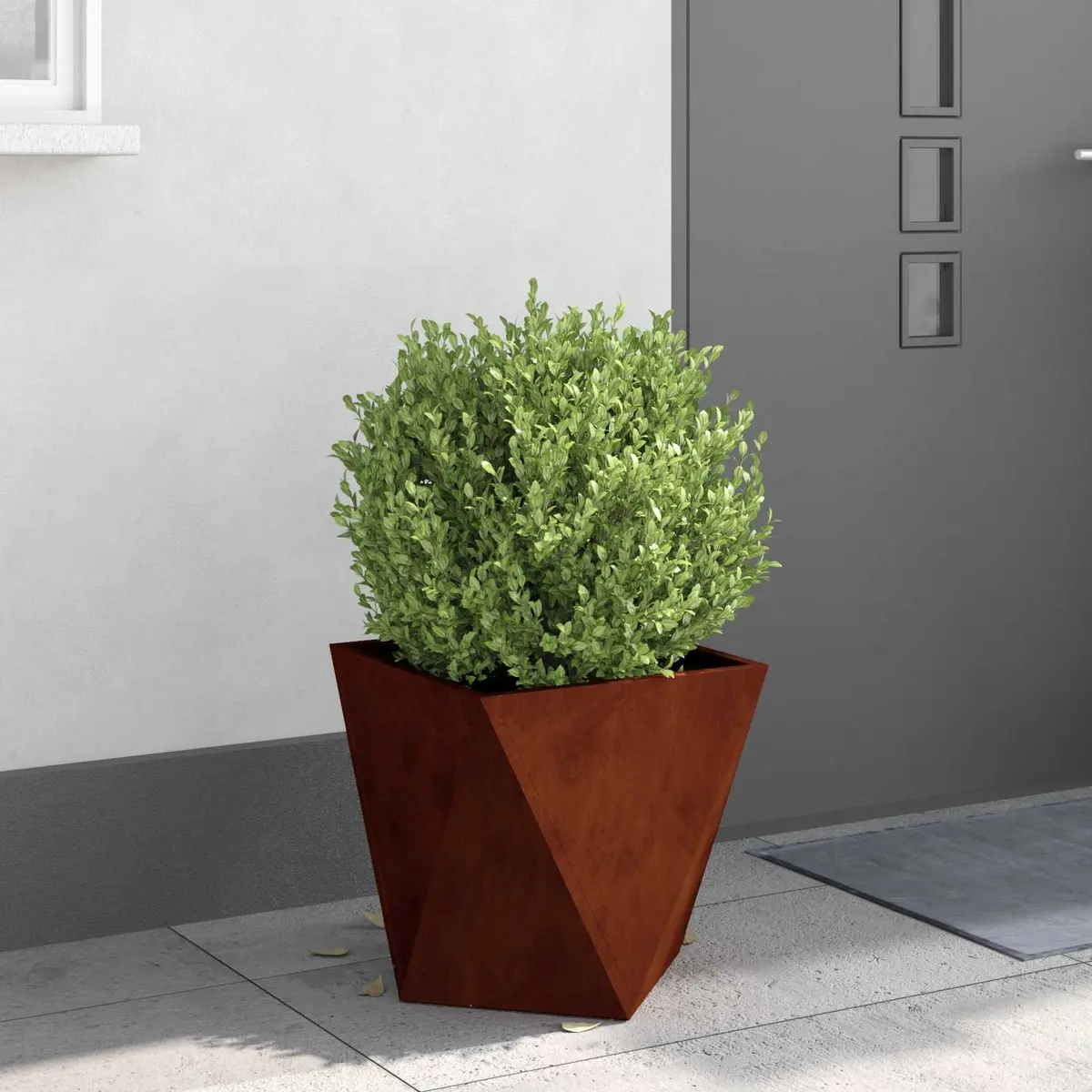 Garden Planter Brown Steel 40x40x40 cm Durable Outdoor Pot Set of 2