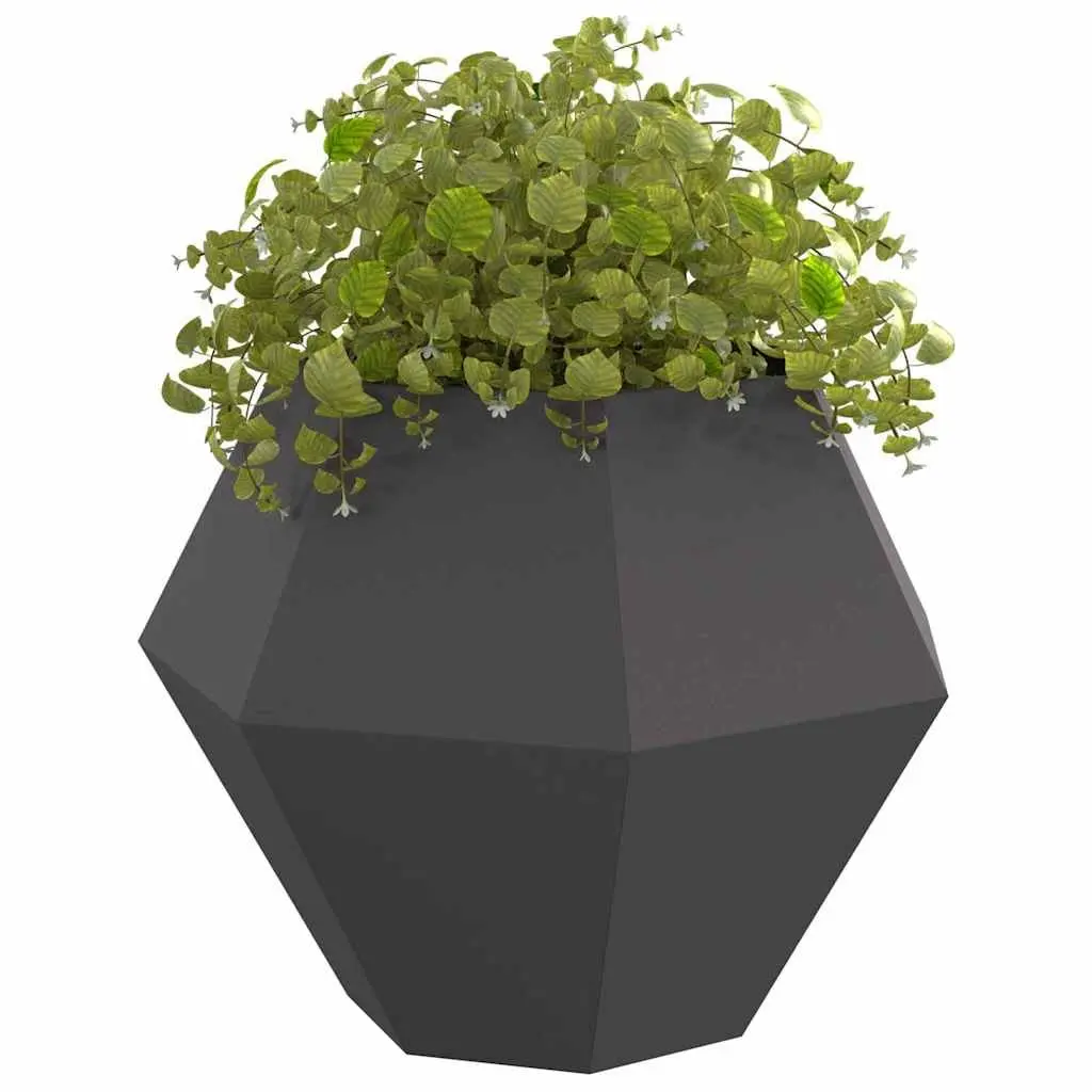 Steel Garden Planter Box Black Rectangular 100x100x80cm Durable Outdoor Patio Raised Bed Pot