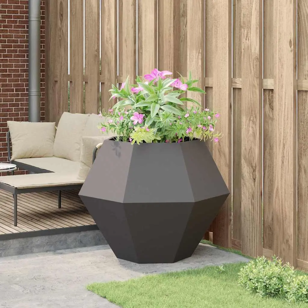 Steel Garden Planter Box Black Rectangular 100x100x80cm Durable Outdoor Patio Raised Bed Pot