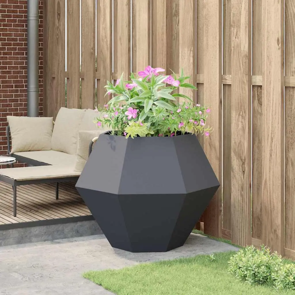 Steel Rectangular Garden Planter Anthracite 100 x 100 x 80 cm Outdoor Patio Terrace Planter