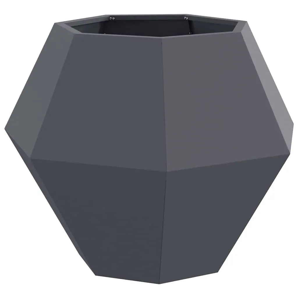 Steel Planter Anthracite Rectangular Outdoor Garden Pots 2 Piece