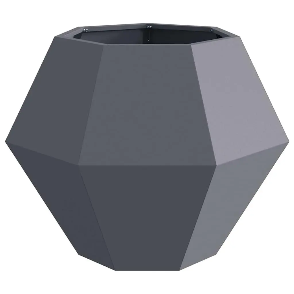 Steel Planter Anthracite Rectangular Outdoor Garden Pots 2 Piece