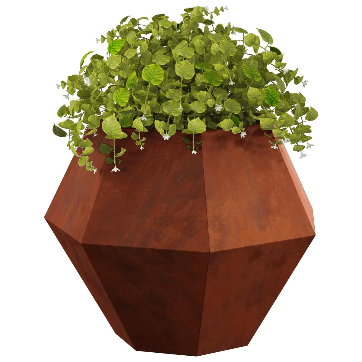 Rectangular Steel Garden Planter Brown Outdoor Patio Terrace Flower Pot