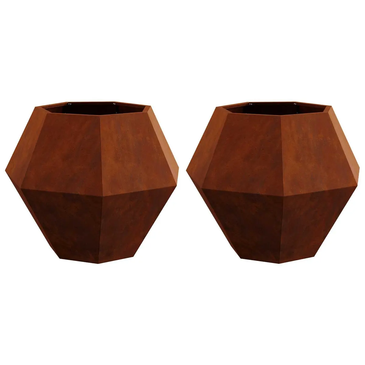 Planter Brown Rectangular 75 x 75 x 60 cm Outdoor Garden Pot 2 pcs Weathering Steel