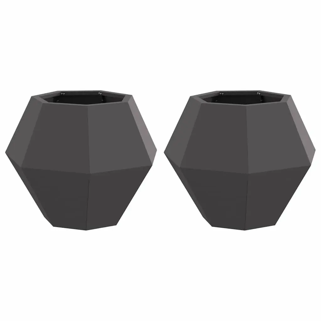 Garden Planter Black Rectangular 50 x 50 x 40 cm Outdoor Pots 2 pcs