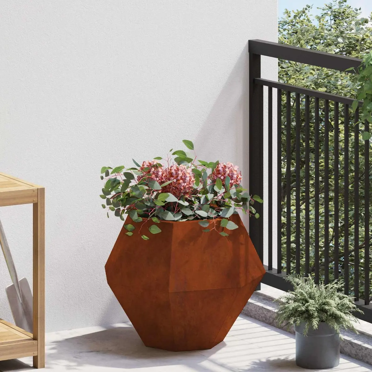 Garden Planter Brown 50 x 50 x 40 cm Outdoor Weathering Steel