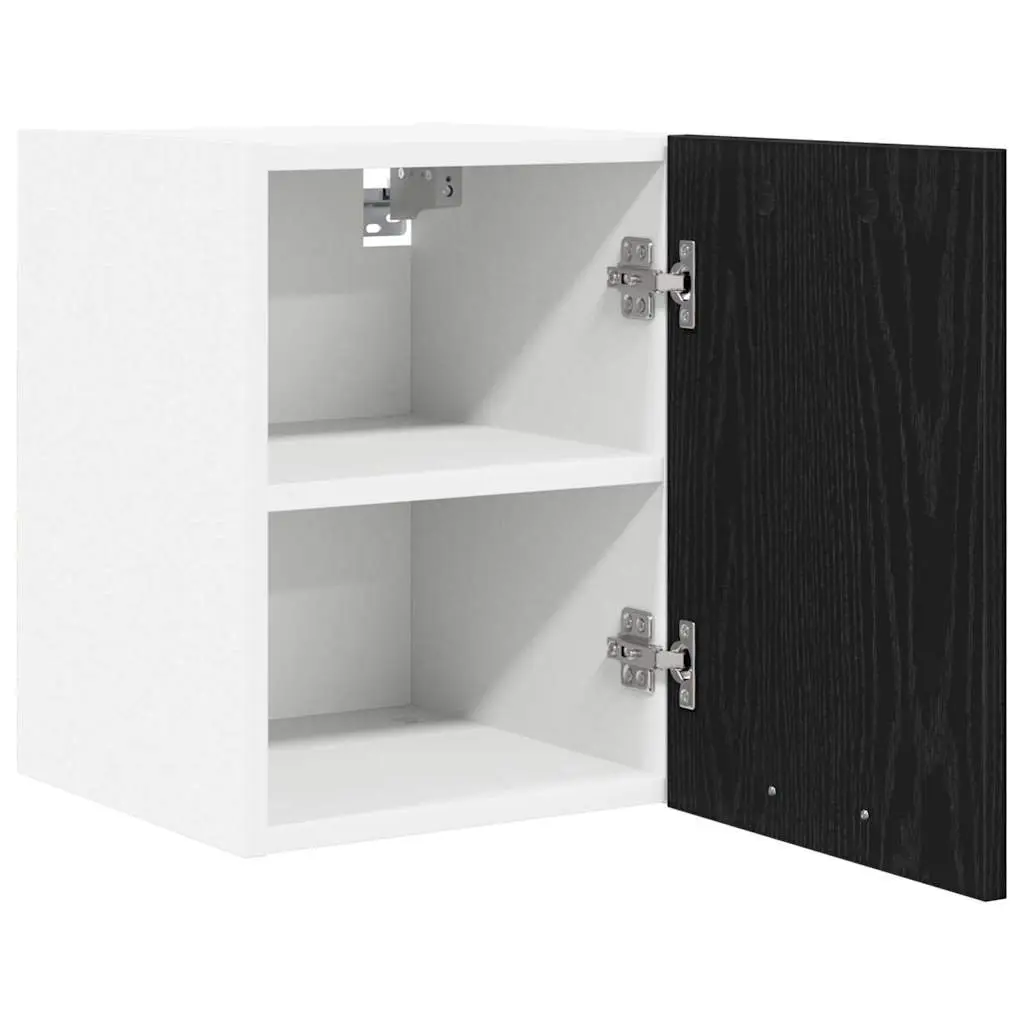 Hanging Kitchen Cabinet Black Oak White 30x31x40cm Modern Storage 2 Piece Set