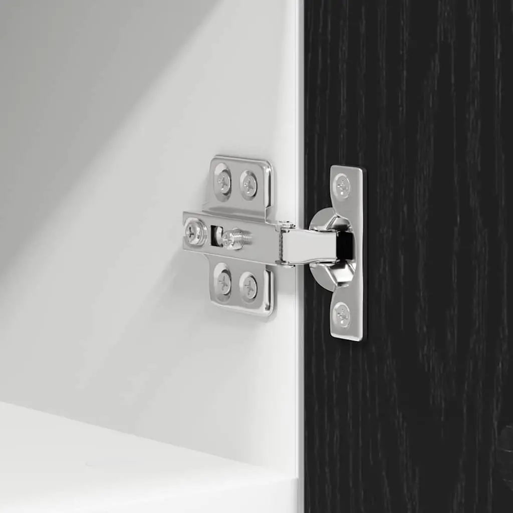 Hanging Kitchen Cabinet Black Oak White 30x31x40cm Modern Storage 2 Piece Set