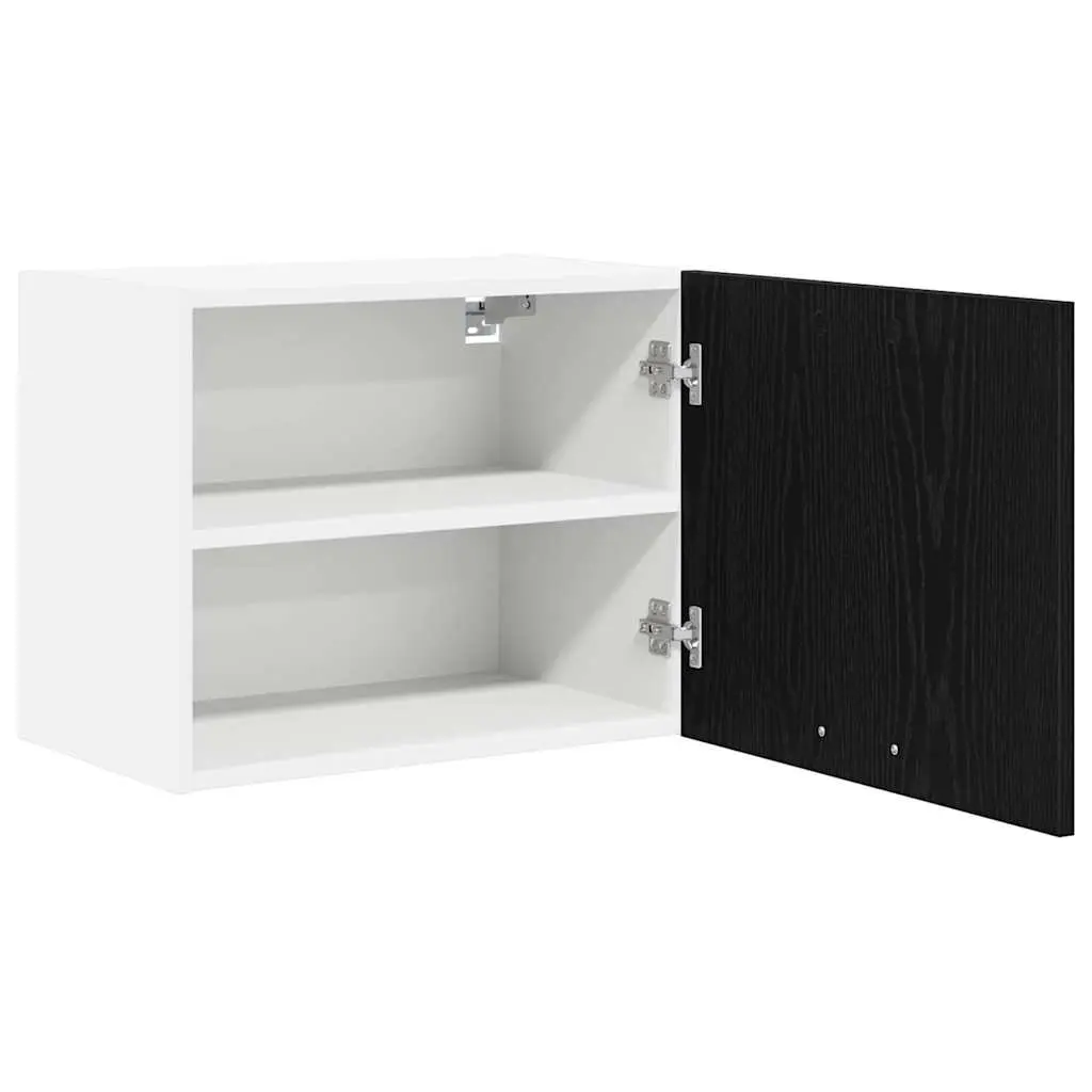 Hanging Kitchen Cabinet Black Oak White 50x31x40cm Modern Storage with Door